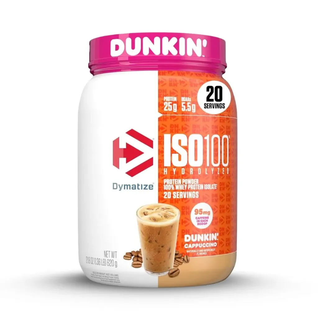 Dymatize ISO 100, Whey Protein Isolate (Dunkin’ Cappuccino, 5 LBS)