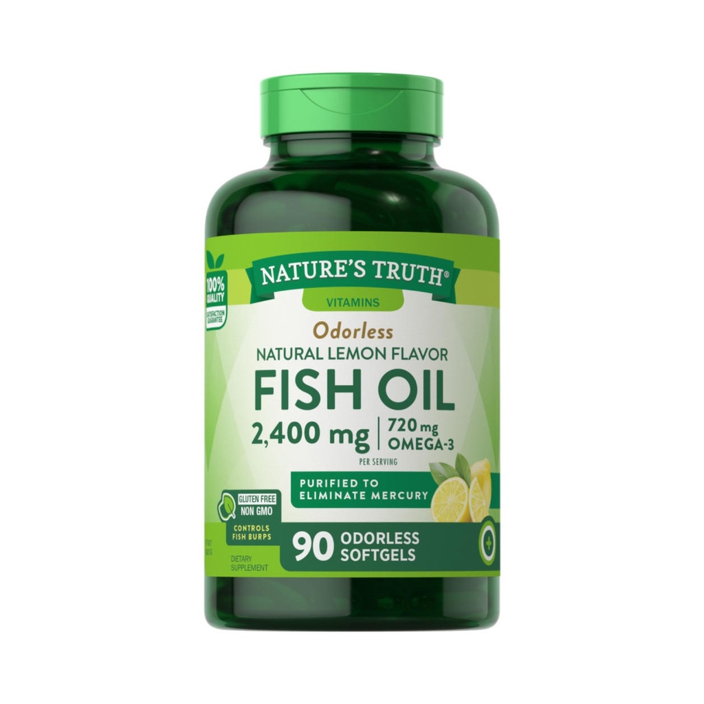 Nature's Truth Odorless Natural Lemon Flavor Fish Oil 2400mg